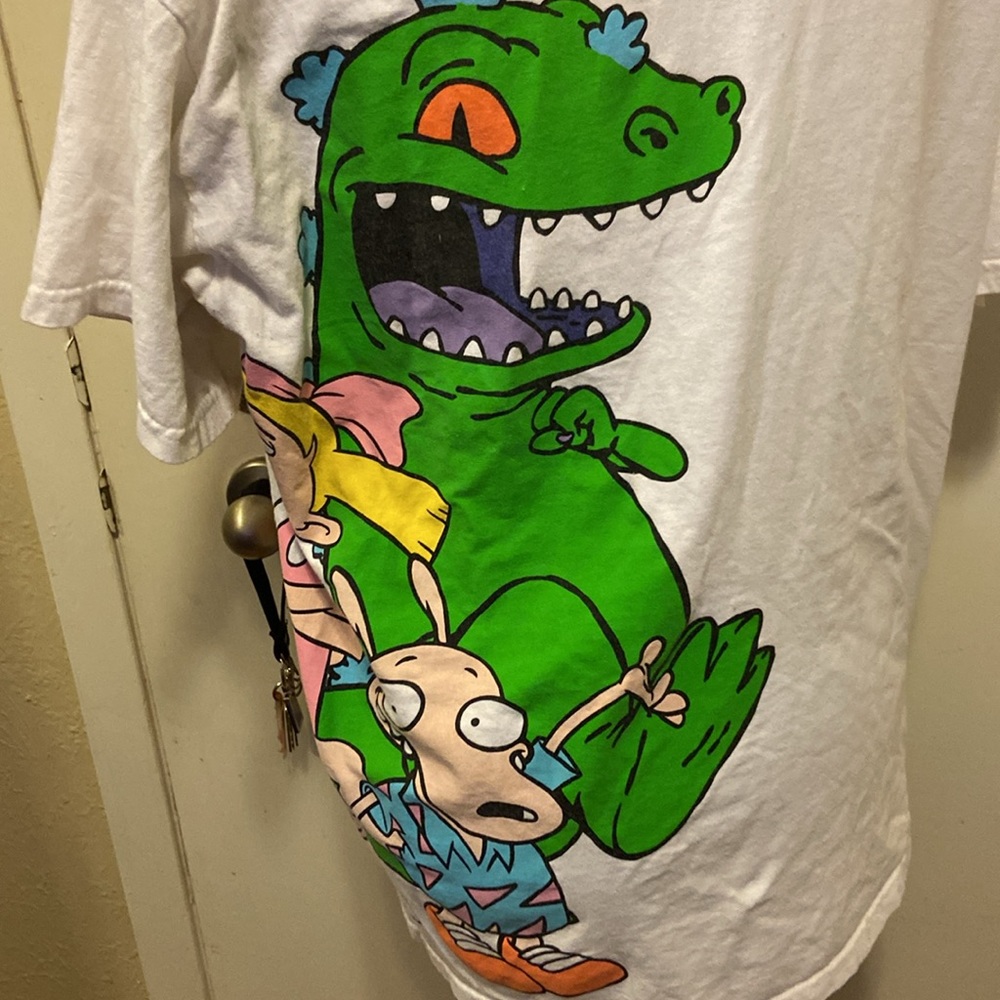 Vintage White T-Shirt Nickelodeon XL Short Sleeves w/Cartoon Characters - Picture 6 of 14
